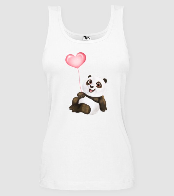 Cute panda with heart model alb pe tricou