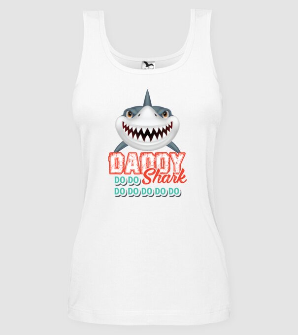Daddy shark model alb pe tricou