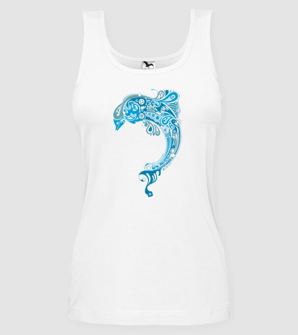 delfin model alb pe tricou