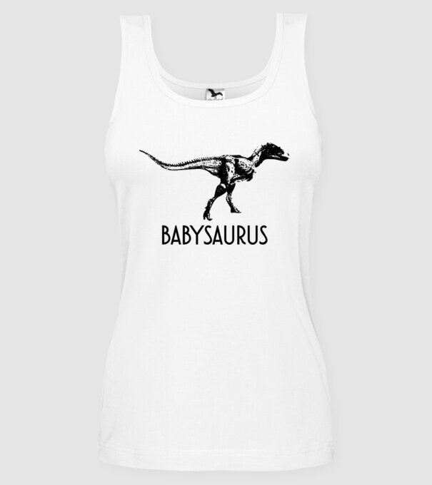 Familia de dinozauri Babysaurus model alb pe tricou