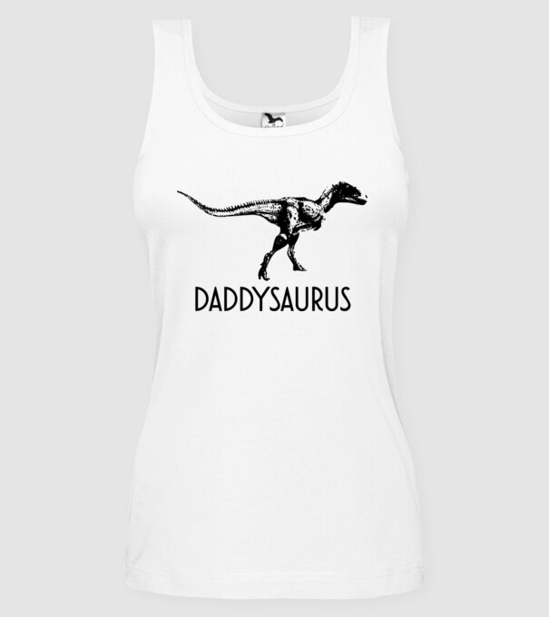 Familia de dinozauri Daddysaurus model alb pe tricou