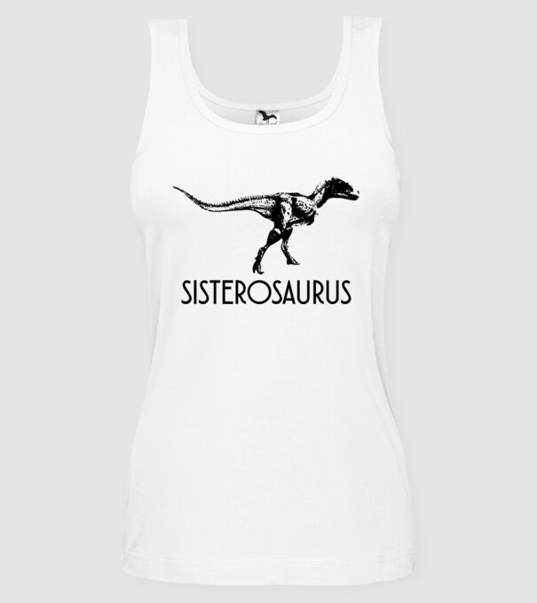 Familia de dinozauri Sisterosaurus model alb pe tricou