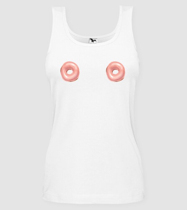Donut titties model alb pe tricou