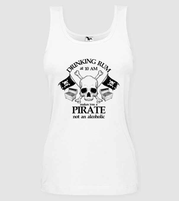 Drinking rum model alb pe tricou