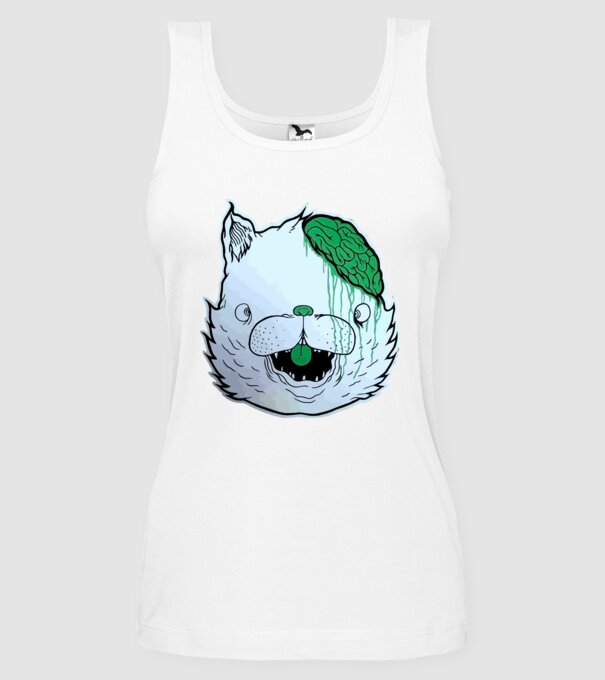Dropdead! Cat model alb pe tricou