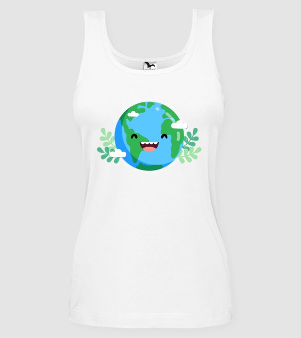 Earth smiley model alb pe tricou