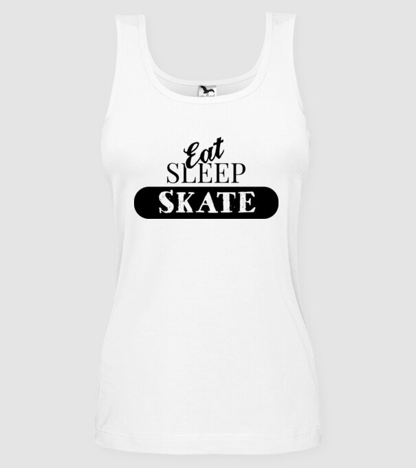 eat sleep skate model alb pe tricou