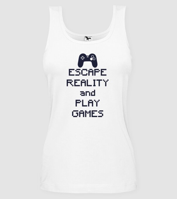 Escape reality model alb pe tricou