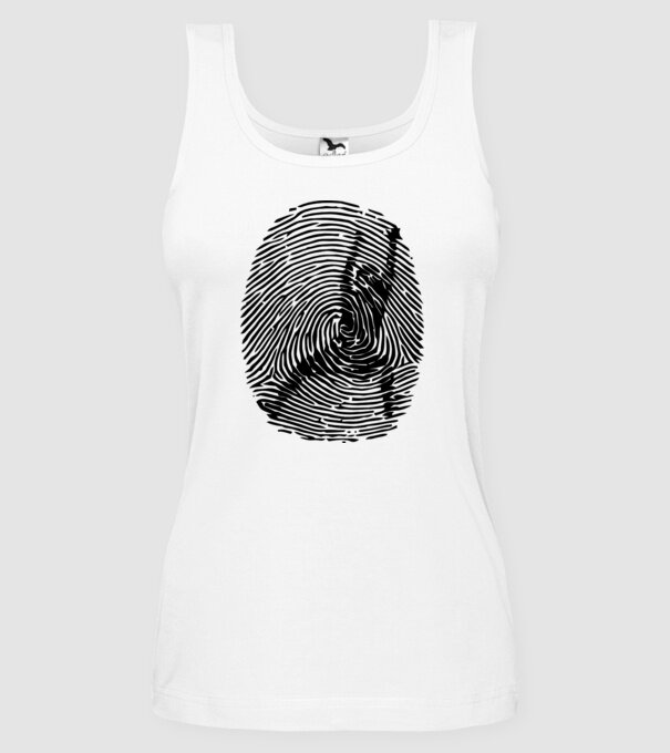 fingerprint model alb pe tricou
