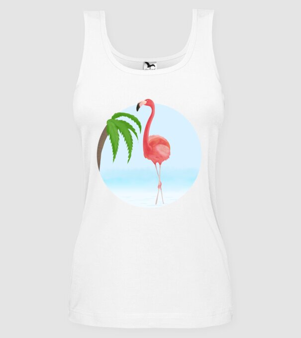 Flamingo model alb pe tricou