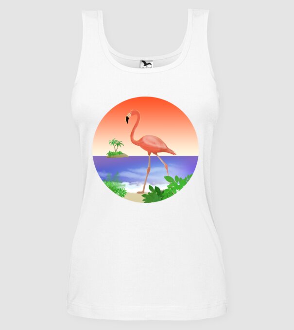 Flamingo model alb pe tricou