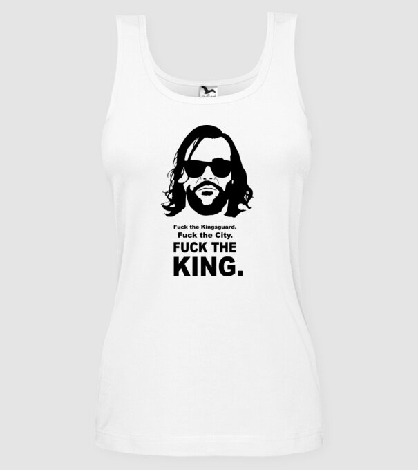 Fuck the king model alb pe tricou