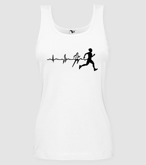 bărbat alergător ecg model alb pe tricou