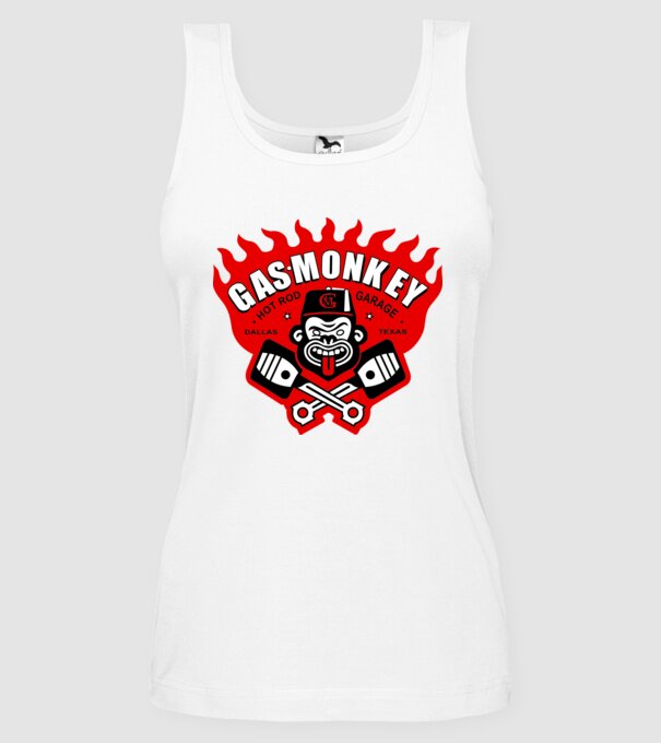 Gas Monkey model alb pe tricou