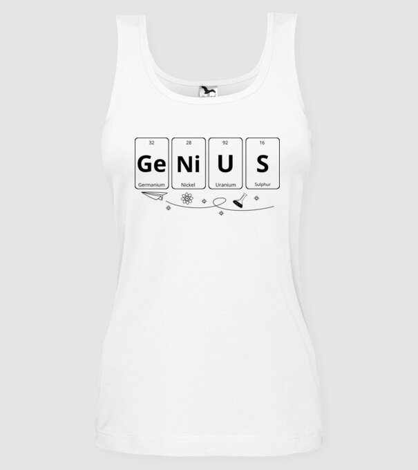 Genius periodic model alb pe tricou