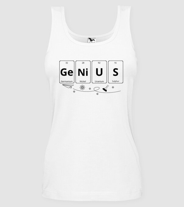 Genius periodic model alb pe tricou