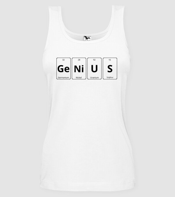 Genius periodic model alb pe tricou