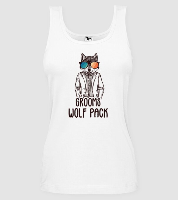 Grooms wolf pack model alb pe tricou