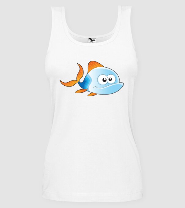 Fish model alb pe tricou