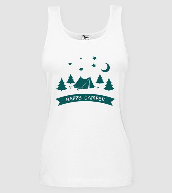 Happy camper tent model alb pe tricou