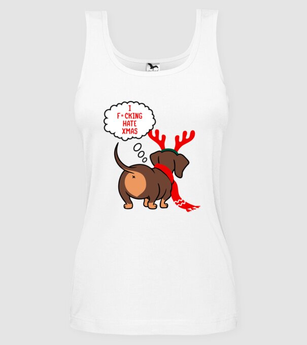 Hate Xmas model alb pe tricou