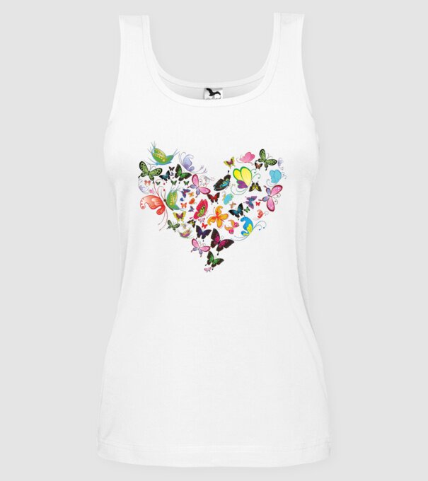 Butterfly Heart model alb pe tricou