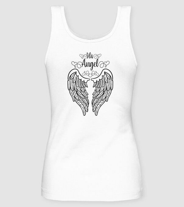 His Angel model alb pe tricou