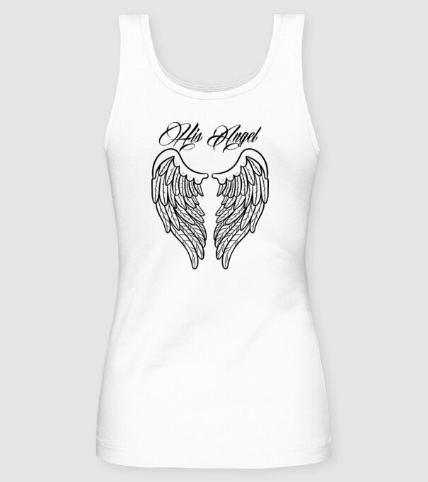 His Angel model alb pe tricou