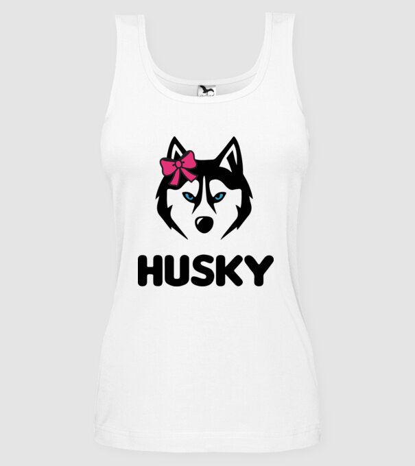 Husky fată model alb pe tricou