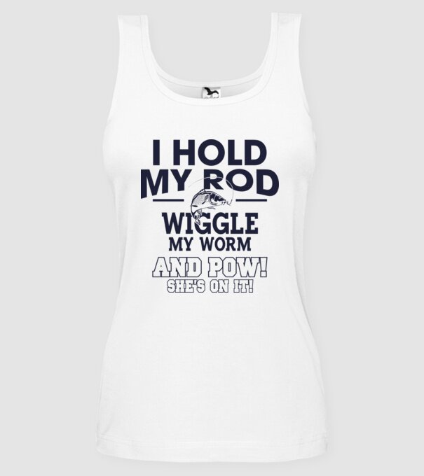 I hold my rod model alb pe tricou