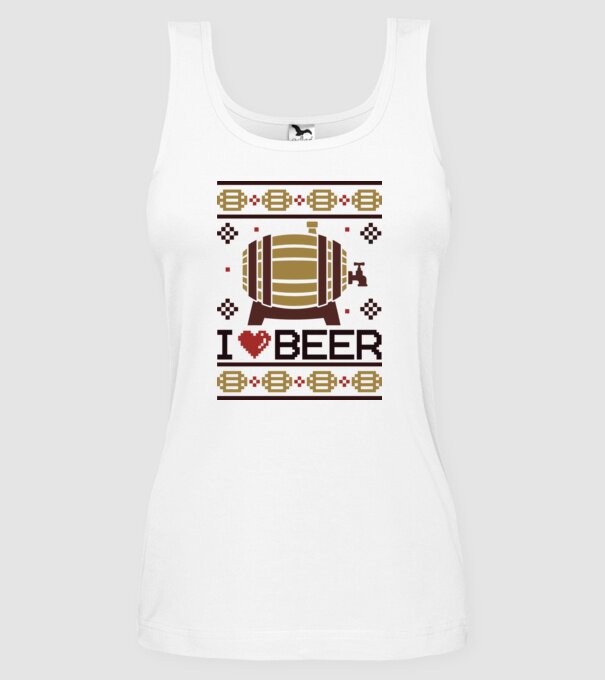 I love beer ugly sweater model alb pe tricou