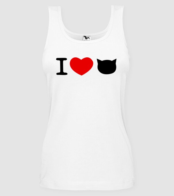 I love Pisică model alb pe tricou