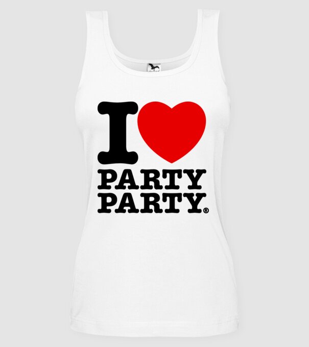 I love party party model alb pe tricou