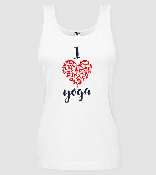 I love yoga model alb pe tricou