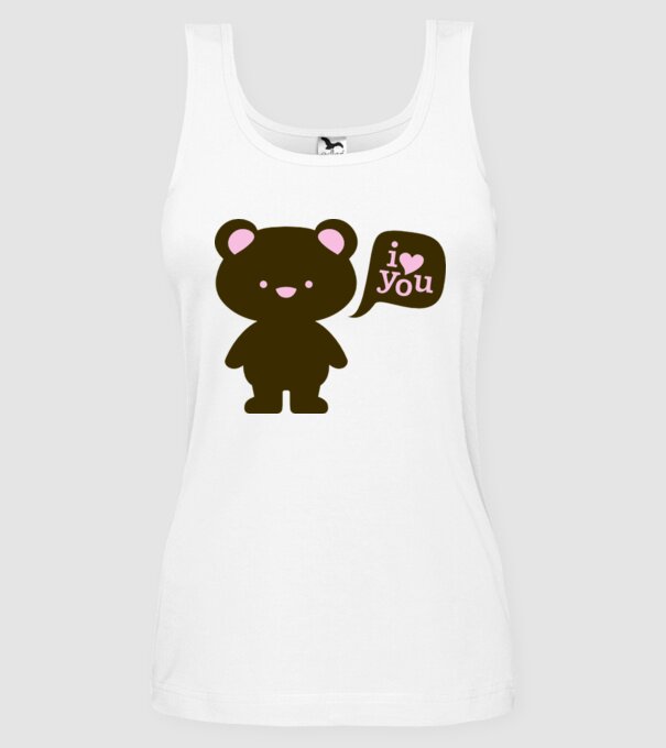 I Love You Bear model alb pe tricou