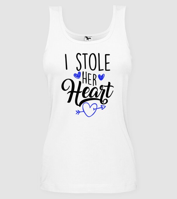 Cuplu I stole her heart model alb pe tricou