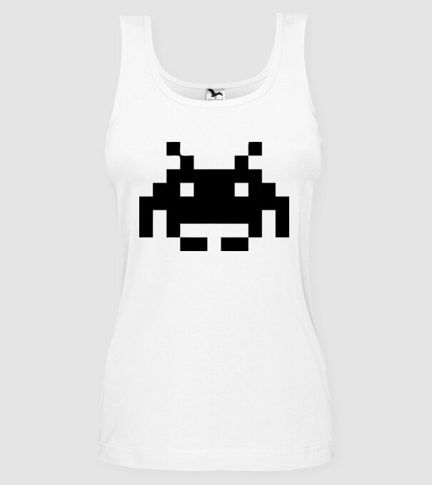 Invaders retro model alb pe tricou