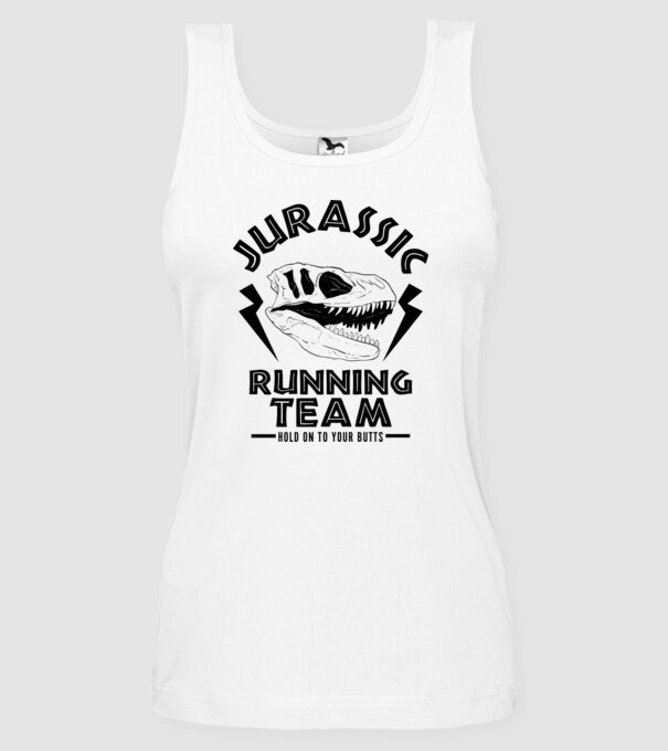 Jurassic running team model alb pe tricou
