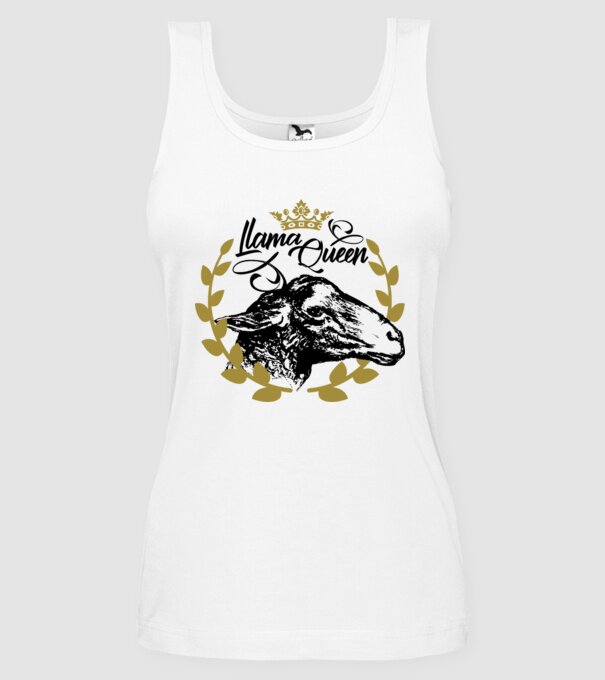 Lama Queen model alb pe tricou