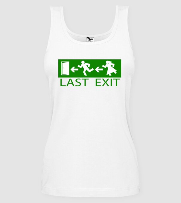 Last Exit model alb pe tricou
