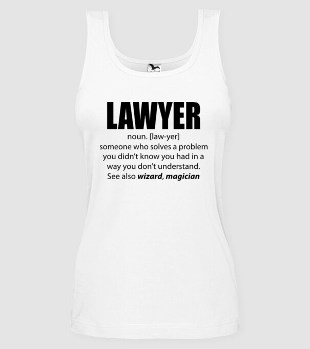 Lawyer - definiție avocat model alb pe tricou