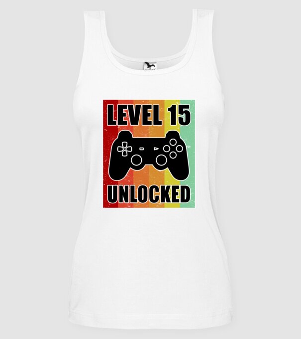 level 15 unlocked retro gamer model alb pe tricou