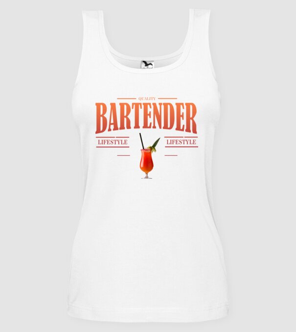 Lifestyle Bartender model alb pe tricou