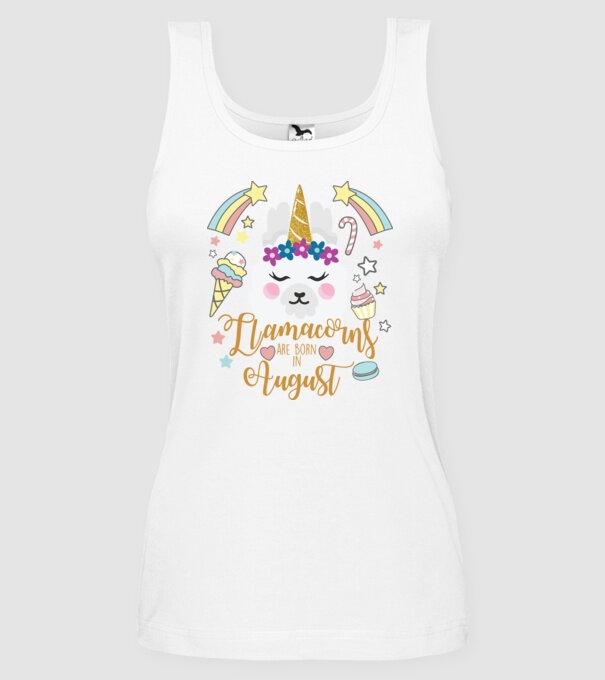 Llamacorns are born in August model alb pe tricou