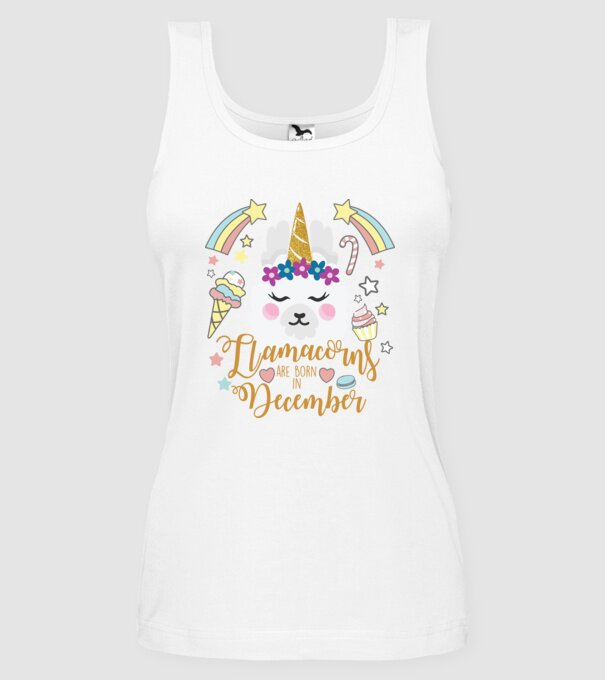 Llamacorns are born in December model alb pe tricou