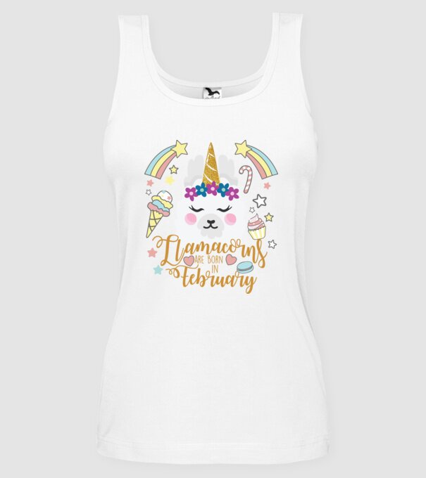 Llamacorns are born in February model alb pe tricou