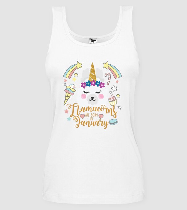 Llamacorns are born in January model alb pe tricou