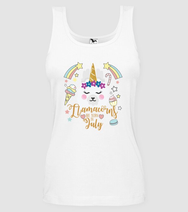 Llamacorns are born in July model alb pe tricou