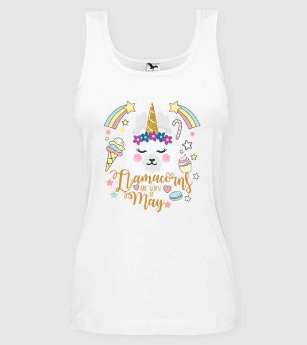 Llamacorns are born in May model alb pe tricou