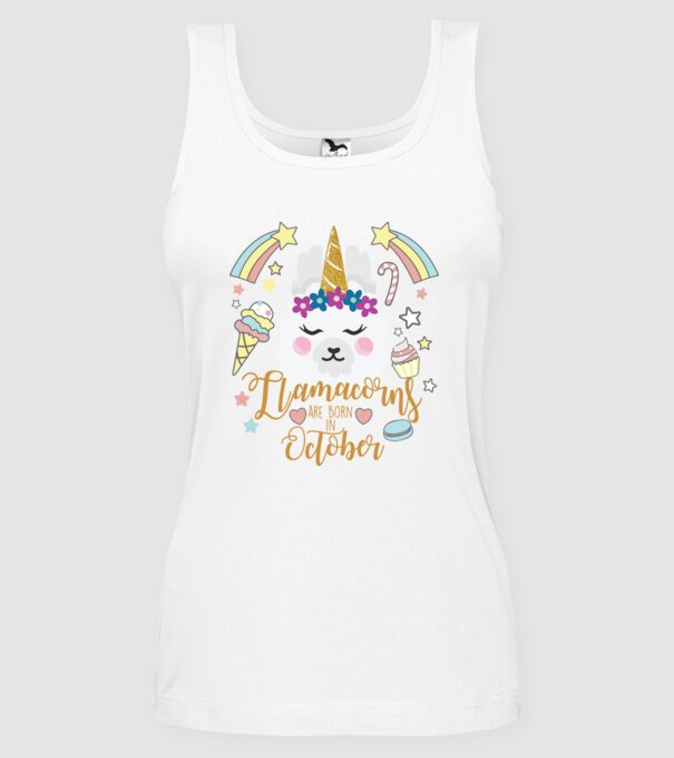Llamacorns are born in October model alb pe tricou